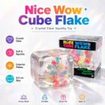 NeeDoh Nice Wow Cube Flake Crystal Clear Squish Toy 5.5cm Snowflake Glitter Filled Cube Super Solid Squish Fidget Stress Relief Toy view 5