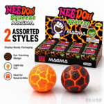 NeeDoh Magma Light Up Squeeze Ball, Lava Crack Texture Glowing LED Stress Relief Fidget Toy, Smack Light Up Sensory Squeeze Ball, 2 Assorted Styles for Retail Display & Gift view 1