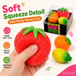 NeeDoh Groovy Fruit 3 Pack Fruity Squishies Strawberry Orange Mango Squeeze Toy Soft Fruit Shape Stress Relief Sensory Fidget Toy Retail Pack view 3