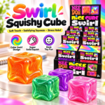 NeeDoh Nice Cube Swirl Squishy Cube, Marble Swirl Stress Relief Squeeze Fidget Toy, Viral TikTok Sensory Squish Cube for Kids Adults Anxiety Relief view 2