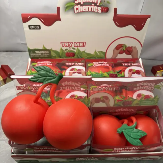 Realistic cherry squishy toy, soft TPR slow‑rebound. Specially designed for stressed‑out people, safe for kids 3+, great for gifts & wholesale.