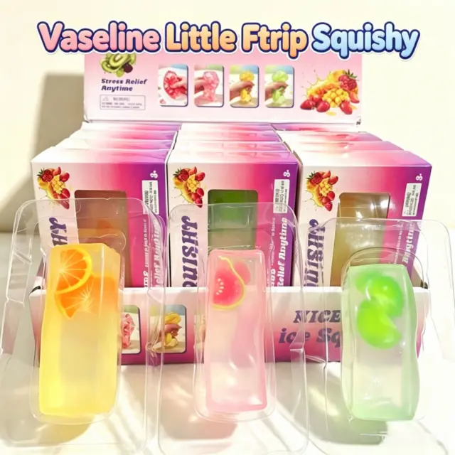 Transparent Fruit Jelly Strip Squishy Toy | Ice Cube Squeeze Stress Relief Fidget Toy